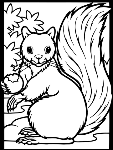 Squirrel Acorn Coloring Page